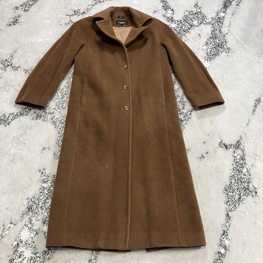 Jones New York Alpaca Wool Coat Womens Sizeโ 6 Brown Long Coat Peru